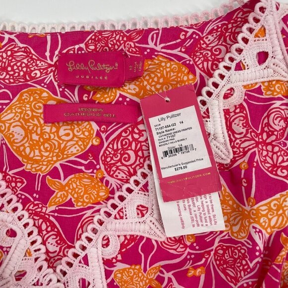 NWT Lilly Pulitzer Jubilee Catherine Printed Eyelet Trim Dress Womens Size 14 - Picture 3 of 8